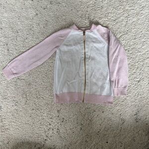OshKosh B'gosh Pink and White Kids Zip Up Sweatshirt with Gold Zipper Size 5T